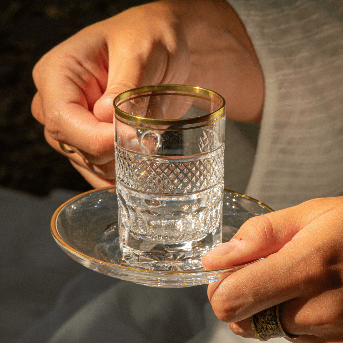 Cristallerie de Montbronn Tasse à thé avec soucoupe Cantate - Tasse à thé avec soucoupe