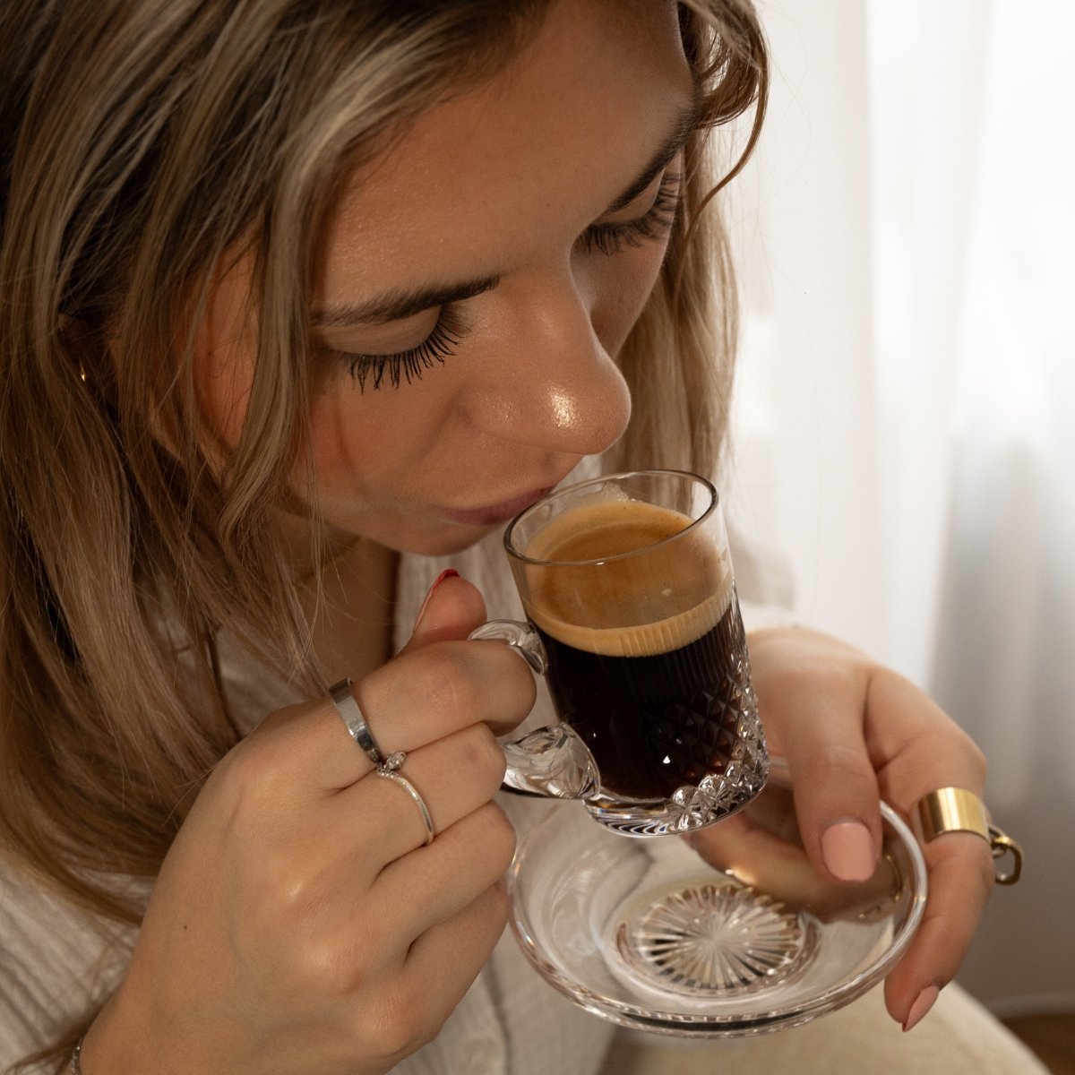 Harmonie - Tasse à thé avec soucoupe - Cristallerie de Montbronn - 