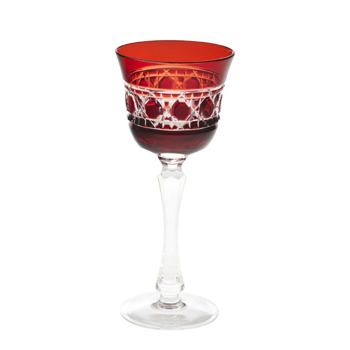 Cristallerie de Montbronn Verre à vin blanc Rouge foncé Jacquard - Verre à vin blanc